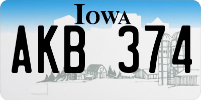 IA license plate AKB374