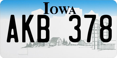 IA license plate AKB378