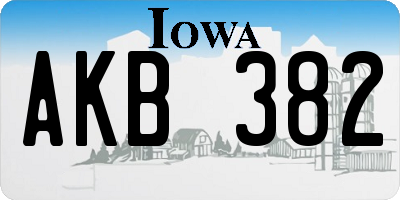 IA license plate AKB382