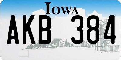 IA license plate AKB384