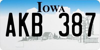 IA license plate AKB387