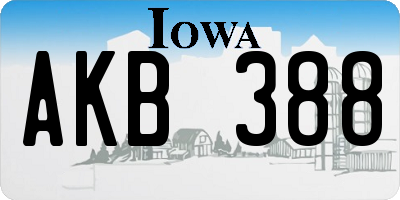 IA license plate AKB388