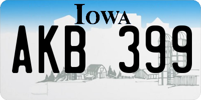 IA license plate AKB399