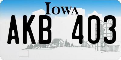 IA license plate AKB403