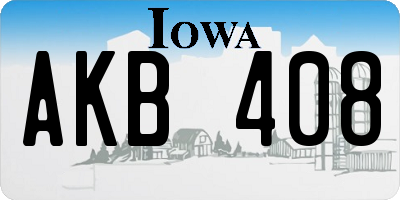 IA license plate AKB408