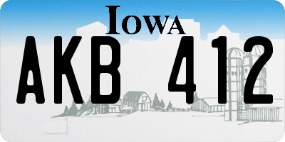 IA license plate AKB412