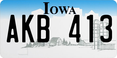 IA license plate AKB413