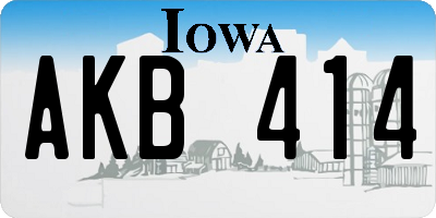 IA license plate AKB414