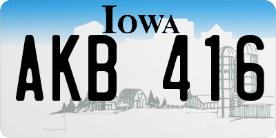 IA license plate AKB416