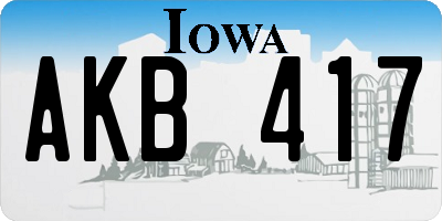 IA license plate AKB417