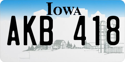 IA license plate AKB418