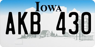 IA license plate AKB430