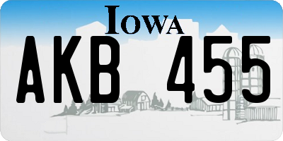 IA license plate AKB455