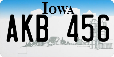 IA license plate AKB456