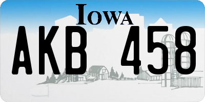 IA license plate AKB458