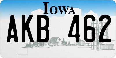 IA license plate AKB462