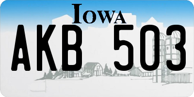 IA license plate AKB503