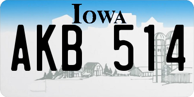 IA license plate AKB514