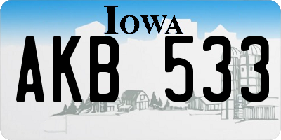 IA license plate AKB533