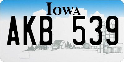 IA license plate AKB539