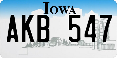 IA license plate AKB547