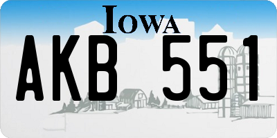 IA license plate AKB551