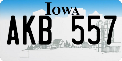 IA license plate AKB557