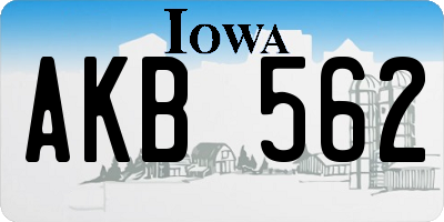 IA license plate AKB562