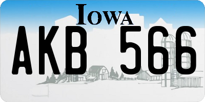 IA license plate AKB566