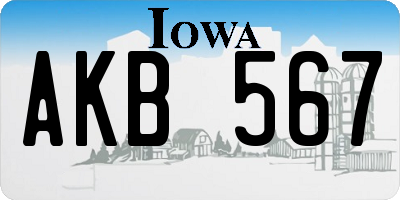 IA license plate AKB567