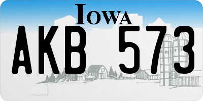 IA license plate AKB573