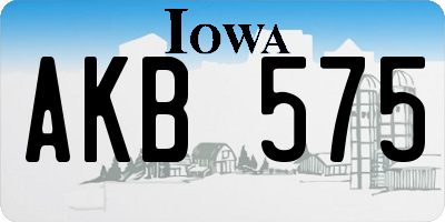 IA license plate AKB575