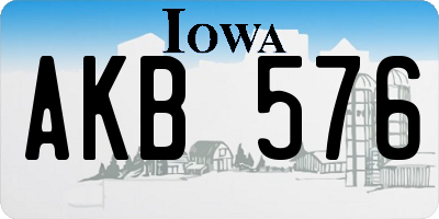 IA license plate AKB576