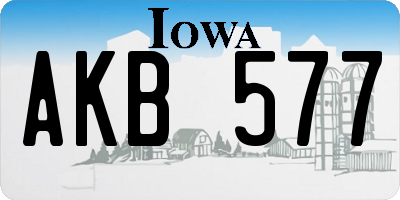 IA license plate AKB577