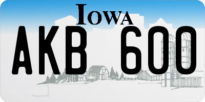 IA license plate AKB600