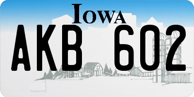 IA license plate AKB602