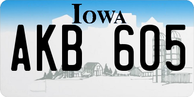 IA license plate AKB605