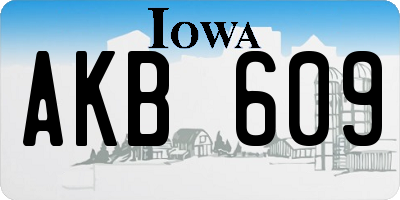 IA license plate AKB609