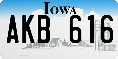 IA license plate AKB616