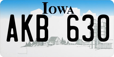 IA license plate AKB630