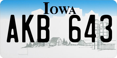 IA license plate AKB643
