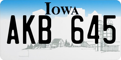 IA license plate AKB645