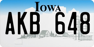 IA license plate AKB648