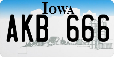 IA license plate AKB666