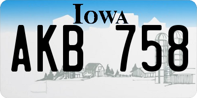 IA license plate AKB758