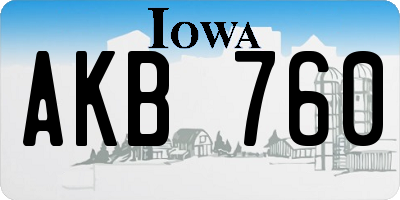 IA license plate AKB760