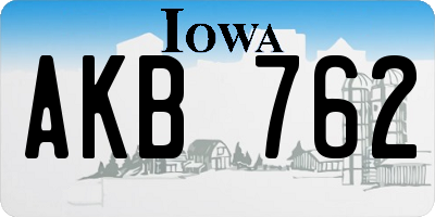 IA license plate AKB762