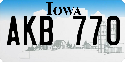 IA license plate AKB770