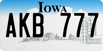 IA license plate AKB777