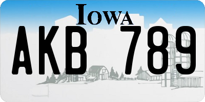 IA license plate AKB789